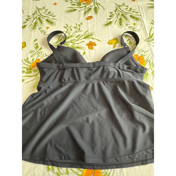 Merona Twist-Front Womens Tankini Top With Adjustable Straps Size 16W Black - Picture 2 of 8